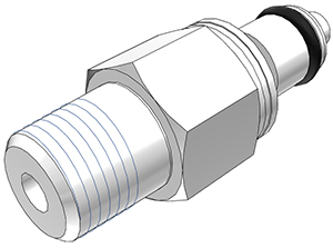 9000800 - Stecker Acetal mit konischem AG 1/8" NPT mit Absperrung, NSF (PMCD2402 NSF)