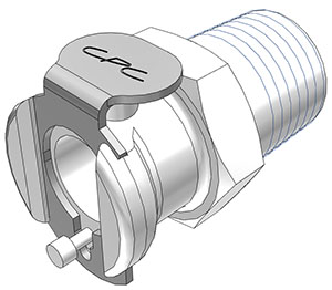 PMCD1004BSPT - Kupplung Acetal mit konischem AG 1/4" BSPT mit Absperrung