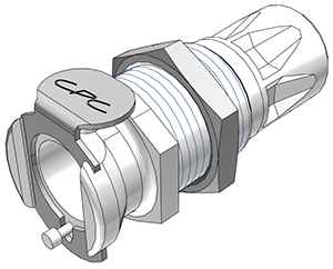 28200 - Kupplung Acetal Schott/JG Steckanschluss 6,4 mm mit Absperrung, NSF (PLCD11004 NSF)