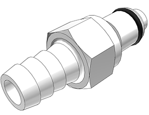 PLCD22006 - Stecker Acetal mit Schlauchtülle 9,5 mm mit Absperrung