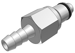 LCD22004 - Stecker MS-VC mit Schlauchtülle 6,4 mm mit Absperrung