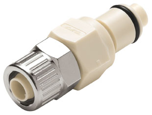 PLCD2000612 - Stecker PP mit Klemmverschraubung 9,5 x 6,4 mm mit Absperrung