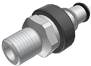 NS4D24004BSPT - Stecker PP mit konischem AG 1/4" BSPT mit Absperrung, Non-Spill