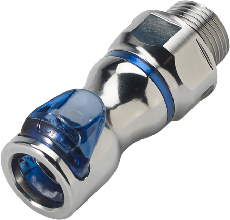 LQ4D31006BLUV - Kupplung MS-VC mit AG 3/8" BSPP mit Absperrung, blau, Non-Spill, FKM-Dichtung