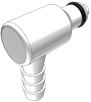 PMCD2304 - Stecker Acetal mit Winkel-Schlauchtülle 6,4 mm mit Absperrung