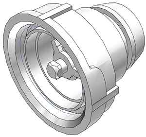 96400 - UDC Cap 38mm Acetal mit Absperrung ohne Gewindedichtung, BUNA-N O-Ring