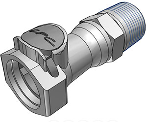 HFCD101212 - Kupplung PP mit konischem AG 3/4" NPT mit Absperrung
