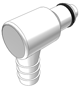PLCD23006 - Stecker Acetal mit Winkel-Schlauchtülle 9,5 mm mit Absperrung
