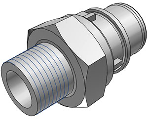 HFC24612BSPT - Stecker PP mit konischem AG 3/8" BSPT ohne Absperrung