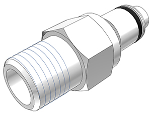 PLCD24004BSPT - Stecker Acetal mit konischem AG 1/4" BSPT mit Absperrung
