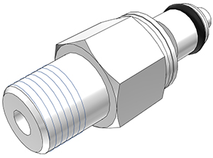 PMCD2402BSPT - Stecker Acetal mit konischem AG 1/8" BSPT mit Absperrung