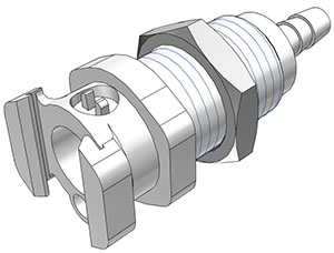 PLMD16006 - Multi-Mount Kupplungseinsatz Acetal mit Schlauchtülle 9,5 mm mit Absperrung