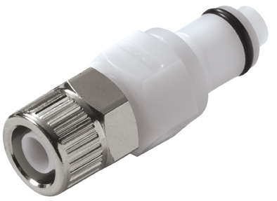 PLCD20006 - Stecker Acetal mit Klemmverschraubung 9,5 x 6,4 mm mit Absperrung